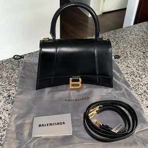 Balenciaga Hourglass Small Leather Top Handle Shoulder Bag